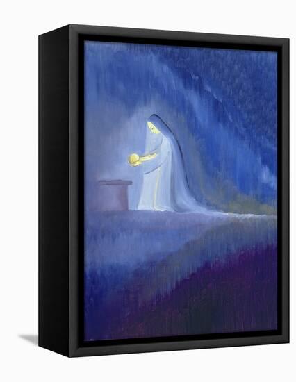 The Virgin Mary Cared for Her Child Jesus with Simplicity and Joy, 1997-Elizabeth Wang-Framed Premier Image Canvas