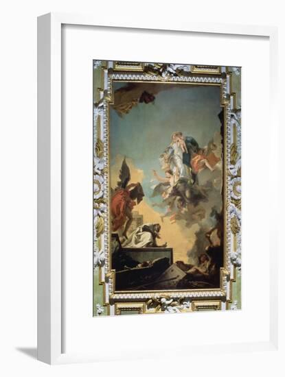 The Virgin of Carmel Giving the Scapula to the Blessed Simon Stock, 1740's-Giovanni Battista Tiepolo-Framed Giclee Print