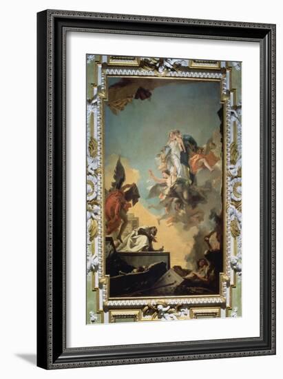 The Virgin of Carmel Giving the Scapula to the Blessed Simon Stock, 1740's-Giovanni Battista Tiepolo-Framed Giclee Print