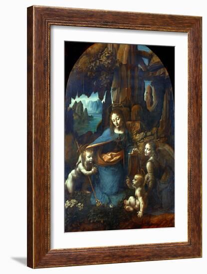 The Virgin of the Rocks, 1491-1519-Leonardo da Vinci-Framed Giclee Print