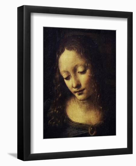 The Virgin of the Rocks Detail of Virgin-Leonardo da Vinci-Framed Premium Giclee Print