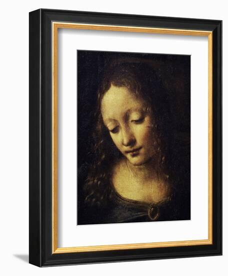 The Virgin of the Rocks Detail of Virgin-Leonardo da Vinci-Framed Premium Giclee Print