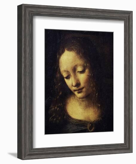 The Virgin of the Rocks Detail of Virgin-Leonardo da Vinci-Framed Giclee Print