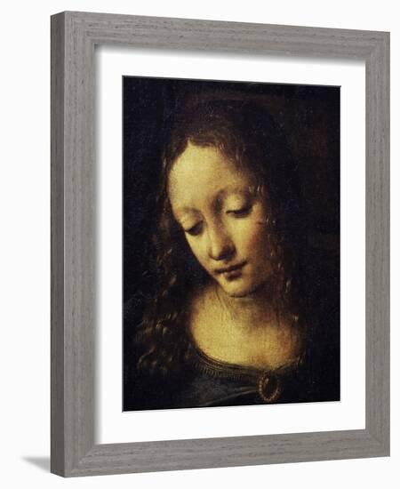 The Virgin of the Rocks Detail of Virgin-Leonardo da Vinci-Framed Giclee Print