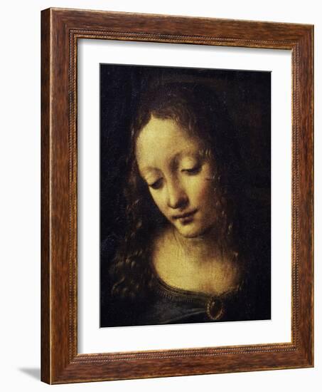 The Virgin of the Rocks Detail of Virgin-Leonardo da Vinci-Framed Giclee Print