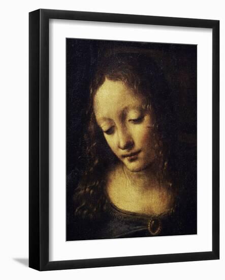 The Virgin of the Rocks Detail of Virgin-Leonardo da Vinci-Framed Giclee Print