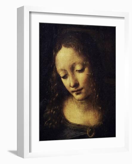 The Virgin of the Rocks Detail of Virgin-Leonardo da Vinci-Framed Giclee Print