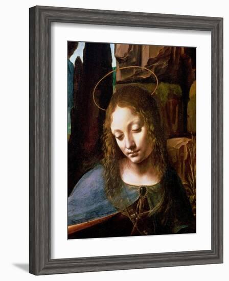 The Virgin of the Rocks (The Virgin with the Infant Saint John Adoring the Infant Christ )-Leonardo da Vinci-Framed Giclee Print