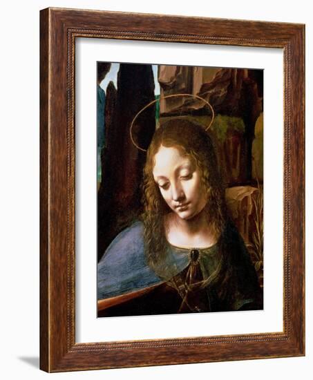 The Virgin of the Rocks (The Virgin with the Infant Saint John Adoring the Infant Christ )-Leonardo da Vinci-Framed Giclee Print