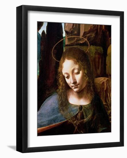 The Virgin of the Rocks (The Virgin with the Infant Saint John Adoring the Infant Christ )-Leonardo da Vinci-Framed Giclee Print