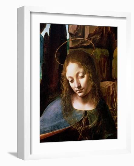 The Virgin of the Rocks (The Virgin with the Infant Saint John Adoring the Infant Christ )-Leonardo da Vinci-Framed Giclee Print