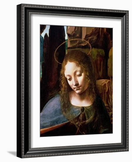 The Virgin of the Rocks (The Virgin with the Infant Saint John Adoring the Infant Christ )-Leonardo da Vinci-Framed Giclee Print