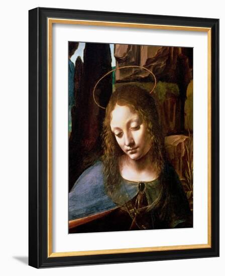 The Virgin of the Rocks (The Virgin with the Infant Saint John Adoring the Infant Christ )-Leonardo da Vinci-Framed Giclee Print