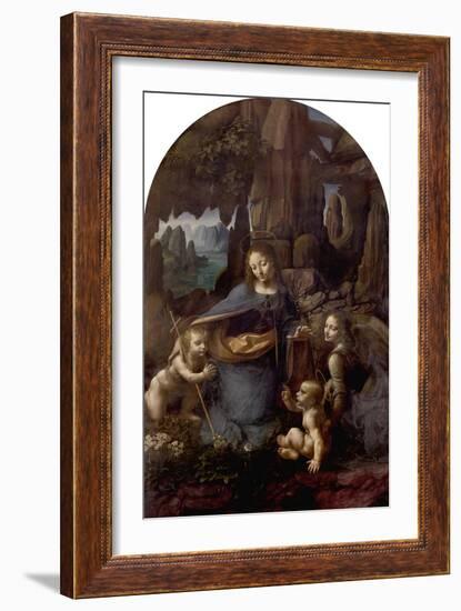 The Virgin of the Rocks (With the Infant St. John Adoring the Infant Christ) circa 1508-Leonardo da Vinci-Framed Giclee Print