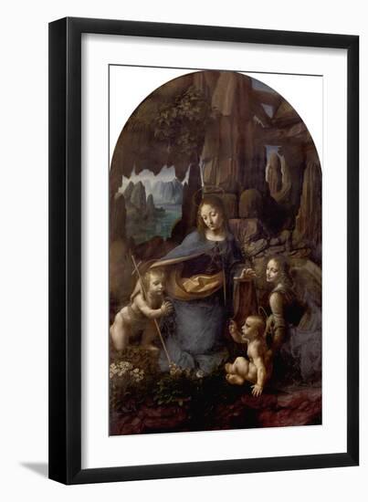 The Virgin of the Rocks (With the Infant St. John Adoring the Infant Christ) circa 1508-Leonardo da Vinci-Framed Giclee Print