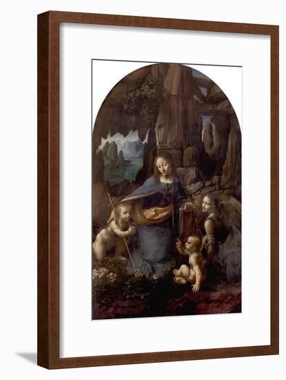 The Virgin of the Rocks (With the Infant St. John Adoring the Infant Christ) circa 1508-Leonardo da Vinci-Framed Giclee Print