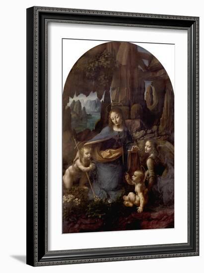 The Virgin of the Rocks (With the Infant St. John Adoring the Infant Christ) circa 1508-Leonardo da Vinci-Framed Giclee Print