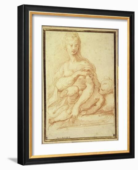 The Virgin Playing with the Child on Her Lap-Parmigianino-Framed Giclee Print