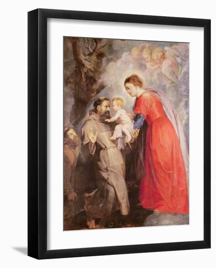 The Virgin Presents the Infant Jesus to Saint Francis, 1618 (Oil on Canvas)-Peter Paul Rubens-Framed Giclee Print