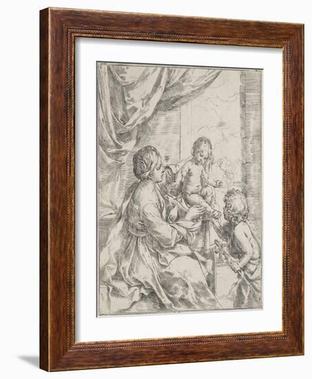 The Virgin, the Infant Jesus and Saint Jean-Baptiste-Guido Reni-Framed Giclee Print