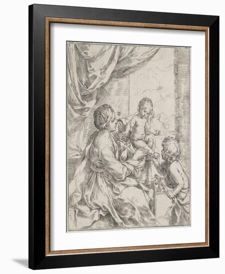 The Virgin, the Infant Jesus and Saint Jean-Baptiste-Guido Reni-Framed Giclee Print