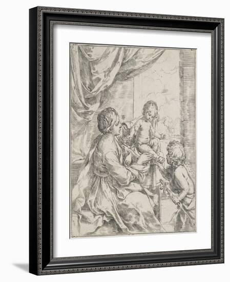 The Virgin, the Infant Jesus and Saint Jean-Baptiste-Guido Reni-Framed Giclee Print