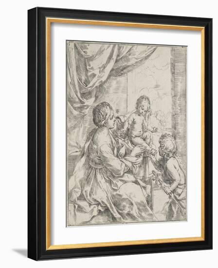 The Virgin, the Infant Jesus and Saint Jean-Baptiste-Guido Reni-Framed Giclee Print