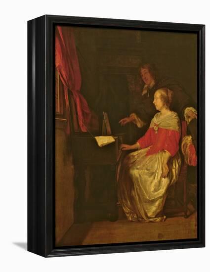 The Virginal Lesson-Gabriel Metsu-Framed Premier Image Canvas