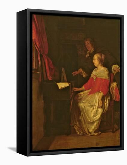 The Virginal Lesson-Gabriel Metsu-Framed Premier Image Canvas