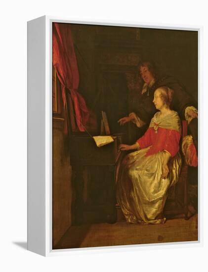 The Virginal Lesson-Gabriel Metsu-Framed Premier Image Canvas