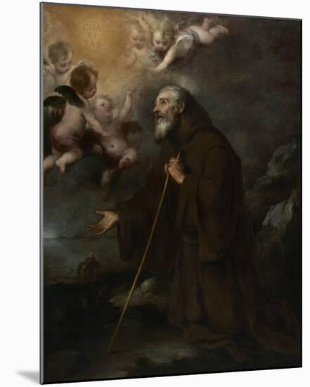 The Vision of Saint Francis of Paola-Bartolome Esteban Murillo-Mounted Art Print