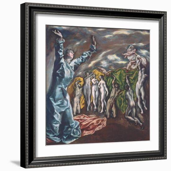 The Vision of Saint John, c.1609-14-El Greco-Framed Giclee Print