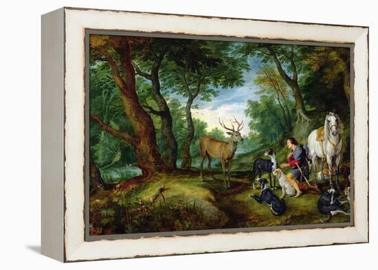 The Vision of St. Hubert, c.1620-Jan Brueghel the Elder-Framed Premier Image Canvas