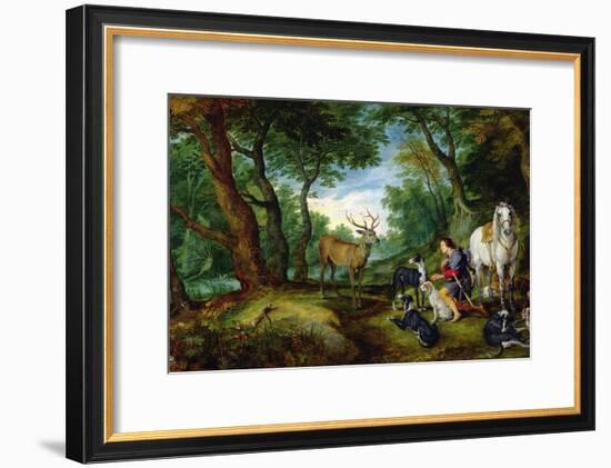 The Vision of St. Hubert, c.1620-Jan Brueghel the Elder-Framed Giclee Print