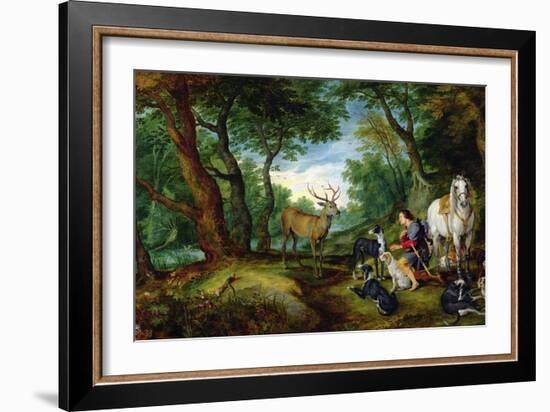 The Vision of St. Hubert, c.1620-Jan Brueghel the Elder-Framed Giclee Print