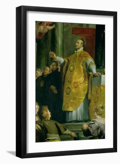 The Vision of St. Ignatius of Loyola (circa 1491-1556) Detail of the Saint, 1617-18-Peter Paul Rubens-Framed Giclee Print