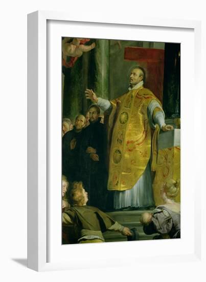 The Vision of St. Ignatius of Loyola (circa 1491-1556) Detail of the Saint, 1617-18-Peter Paul Rubens-Framed Giclee Print