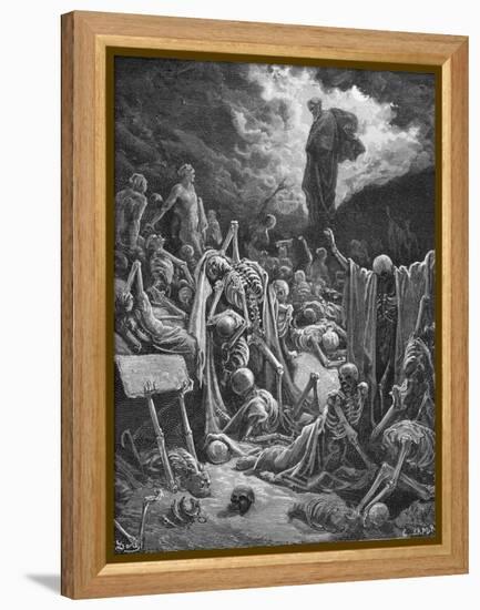 The Vision of the Valley of Dry Bones, Ezekiel 37:1-2, Illustration from Dore's 'The Holy Bible',…-Gustave Dor?-Framed Premier Image Canvas