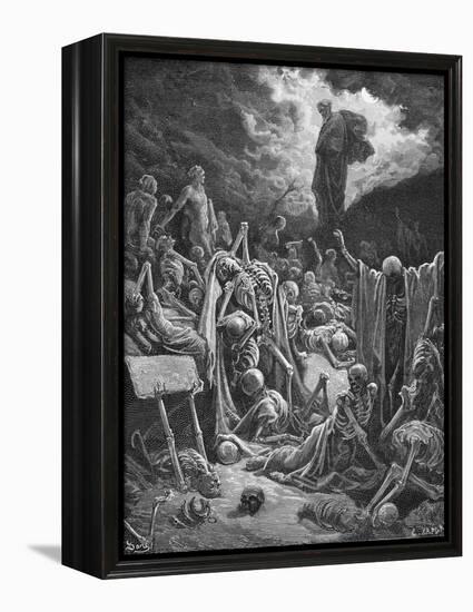The Vision of the Valley of Dry Bones, Ezekiel 37:1-2, Illustration from Dore's 'The Holy Bible',…-Gustave Dor?-Framed Premier Image Canvas