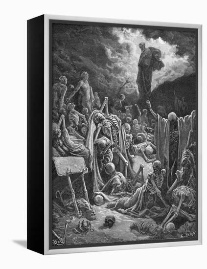 The Vision of the Valley of Dry Bones, Ezekiel 37:1-2, Illustration from Dore's 'The Holy Bible',…-Gustave Dor?-Framed Premier Image Canvas