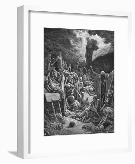 The Vision of the Valley of Dry Bones, Ezekiel 37:1-2, Illustration from Dore's 'The Holy Bible',…-Gustave Dor?-Framed Giclee Print