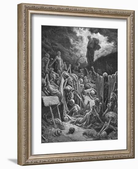 The Vision of the Valley of Dry Bones, Ezekiel 37:1-2, Illustration from Dore's 'The Holy Bible',…-Gustave Dor?-Framed Giclee Print