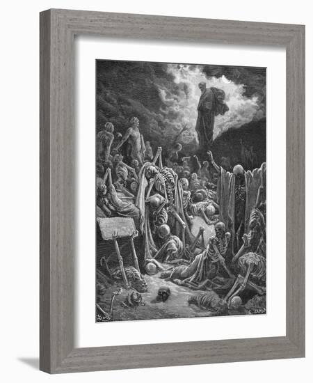 The Vision of the Valley of Dry Bones, Ezekiel 37:1-2, Illustration from Dore's 'The Holy Bible',…-Gustave Dor?-Framed Giclee Print