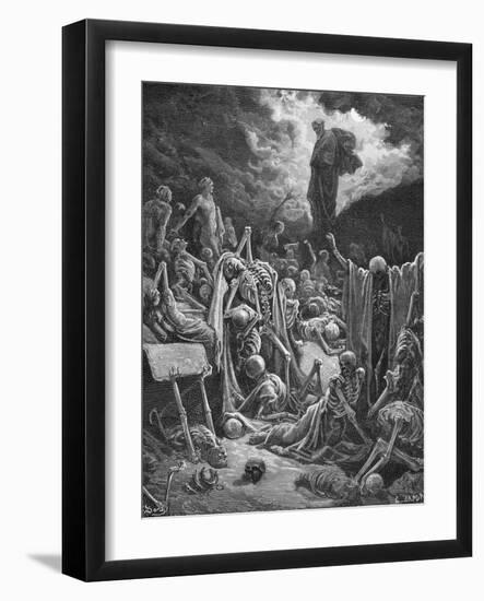 The Vision of the Valley of Dry Bones, Ezekiel 37:1-2, Illustration from Dore's 'The Holy Bible',…-Gustave Dor?-Framed Giclee Print