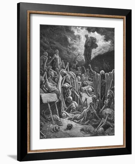 The Vision of the Valley of Dry Bones, Ezekiel 37:1-2, Illustration from Dore's 'The Holy Bible',…-Gustave Dor?-Framed Giclee Print