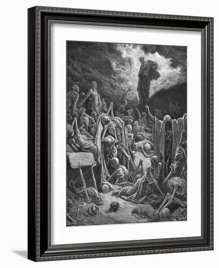 The Vision of the Valley of Dry Bones, Ezekiel 37:1-2, Illustration from Dore's 'The Holy Bible',…-Gustave Dor?-Framed Giclee Print