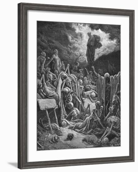 The Vision of the Valley of Dry Bones, Ezekiel 37:1-2, Illustration from Dore's 'The Holy Bible',…-Gustave Dor?-Framed Giclee Print