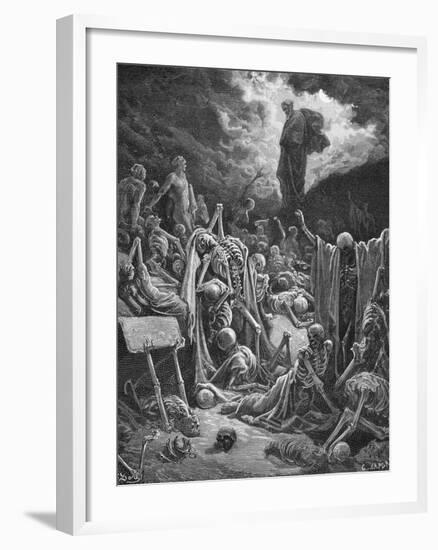 The Vision of the Valley of Dry Bones, Ezekiel 37:1-2, Illustration from Dore's 'The Holy Bible',…-Gustave Dor?-Framed Giclee Print