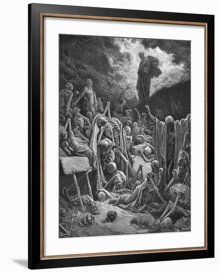 The Vision of the Valley of Dry Bones, Ezekiel 37:1-2, Illustration from Dore's 'The Holy Bible',…-Gustave Dor?-Framed Giclee Print