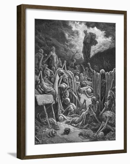 The Vision of the Valley of Dry Bones, Ezekiel 37:1-2, Illustration from Dore's 'The Holy Bible',…-Gustave Dor?-Framed Giclee Print